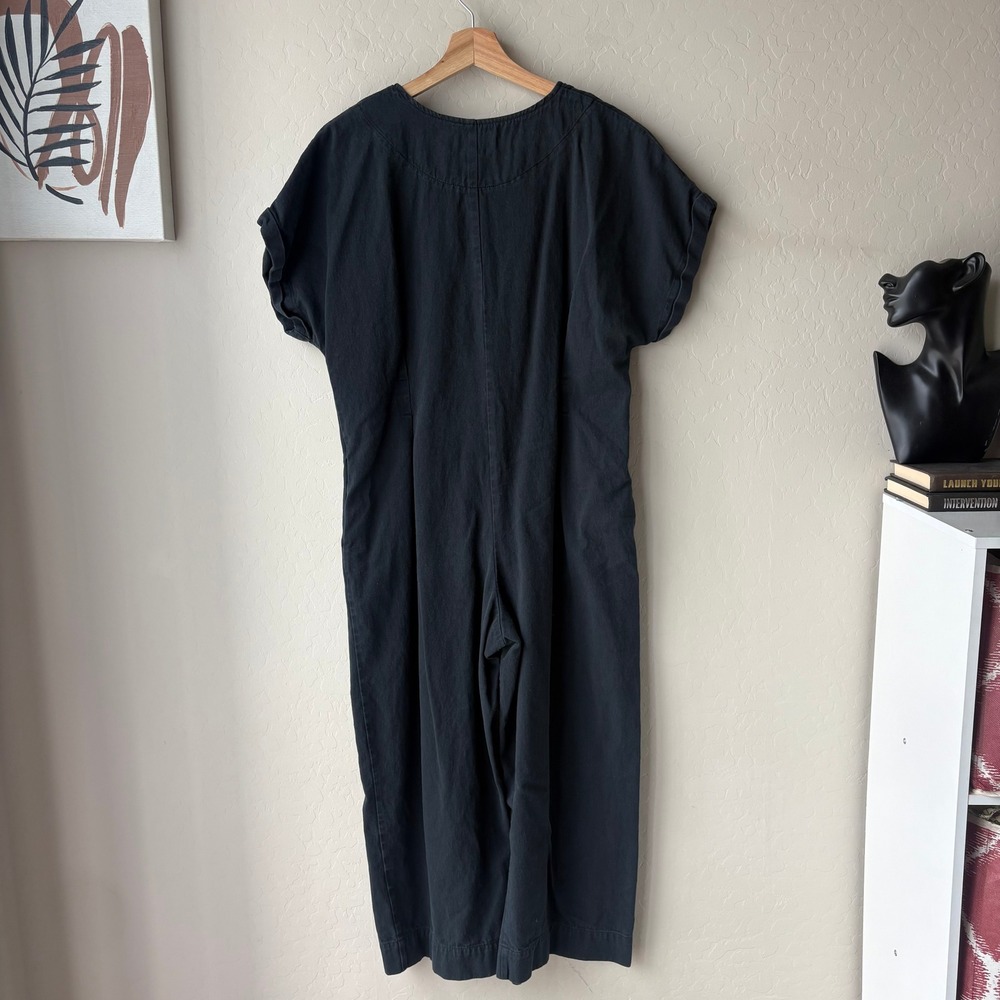 Micaela Greg Jumpsuit Black Cotton Button Front Wide Leg Jumpsuit Size M - Picture 6 of 9